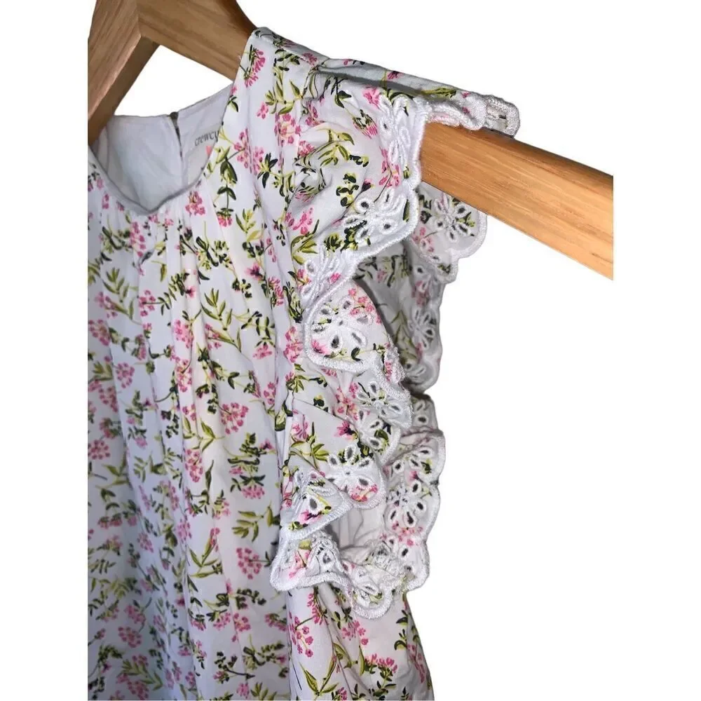 J.Crew Girls' eyelet-trim ruffle-sleeve dress in wisp floral